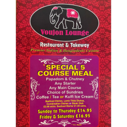 Special 5 Course Meal at Voujon Lounge Darlaston