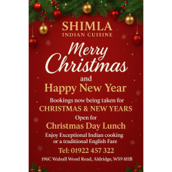 Christmas Day Lunch at Shimla Tandoori, Aldridge – Book Your Festive Feast!
