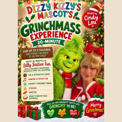 Dizzy Kizzy Entertainer is bringing you a Grinchmass experience with a Cindy Lou twist! 💚