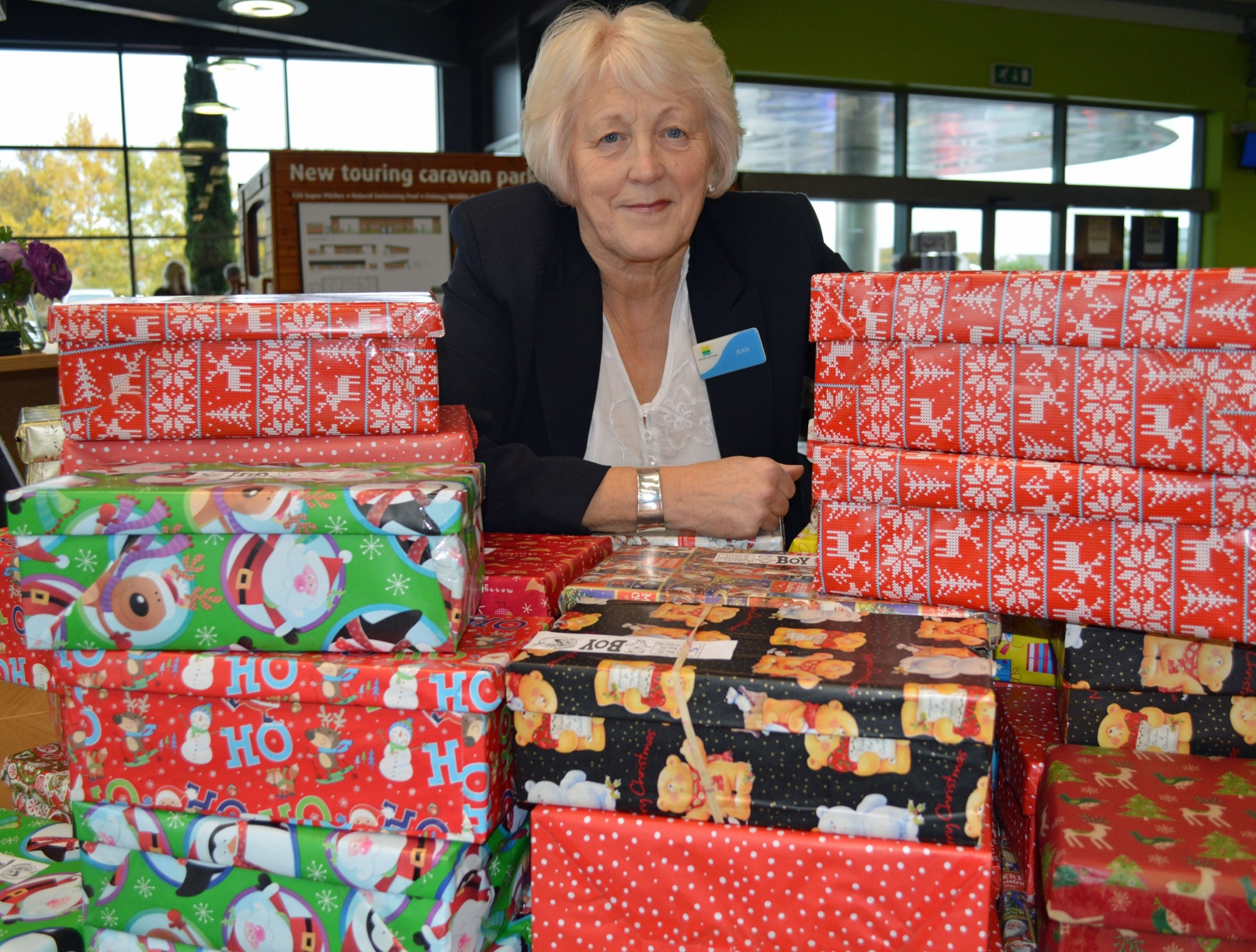 Salop Leisure receptionist collect 'Love in a box' for Christmas